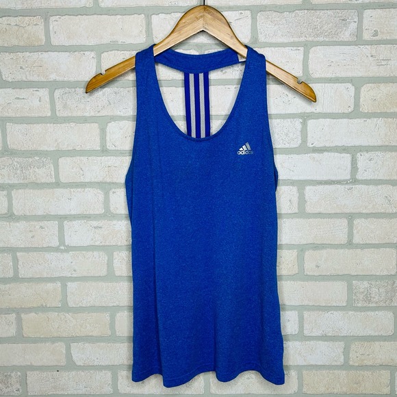 Blue Adidas Climalite Racerback Tank Top - Picture 1 of 5